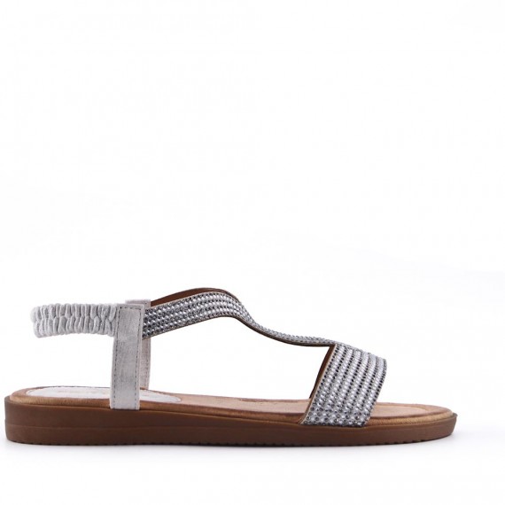 Flat sandals in a material mix for women