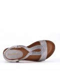 Flat sandals in a material mix for women