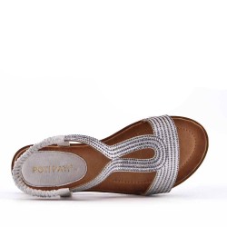 Flat sandals in a material mix for women