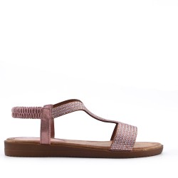 Flat sandals in a material mix for women