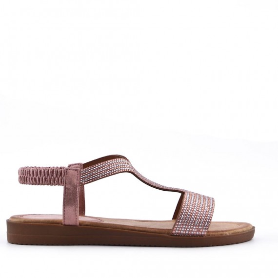 Flat sandals in a material mix for women