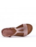 Flat sandals in a material mix for women