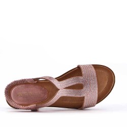 Flat sandals in a material mix for women