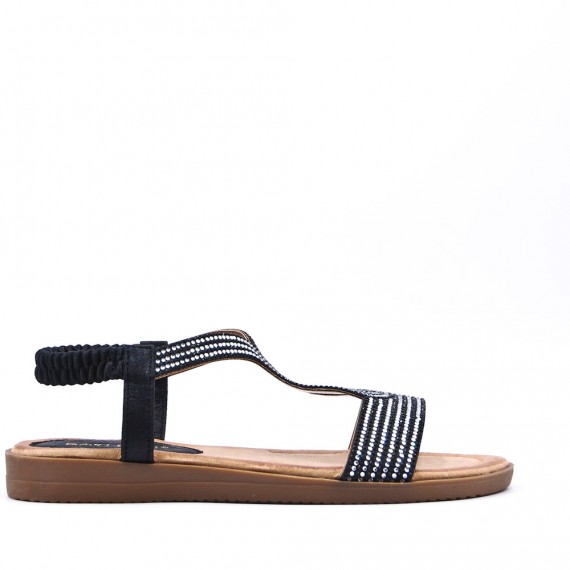 Flat sandals in a material mix for women