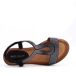 Flat sandals in a material mix for women