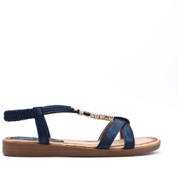 Flat sandals in a material mix for women