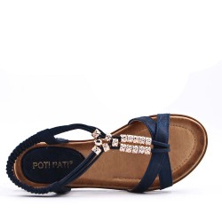 Flat sandals in a material mix for women