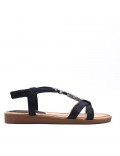 Flat sandals in a material mix for women