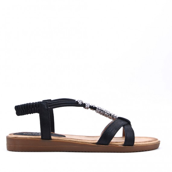 Flat sandals in a material mix for women