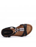 Flat sandals in a material mix for women