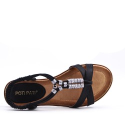 Flat sandals in a material mix for women