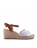 Sandal in mixed materials for women