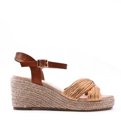 Sandal in mixed materials for women