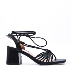 Faux leather heeled sandal