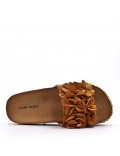 Mixed material wedge sandal