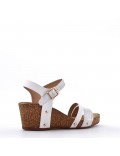 Mixed material wedge sandal