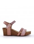 Mixed material wedge sandal