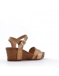 Mixed material wedge sandal