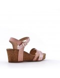 Mixed material wedge sandal