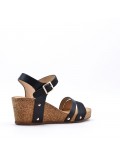 Mixed material wedge sandal