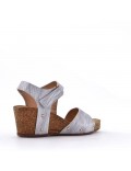 Mixed material wedge sandal