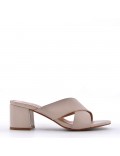 Faux leather mid-heel sandal