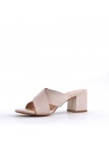 Faux leather mid-heel sandal