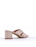 Faux leather mid-heel sandal