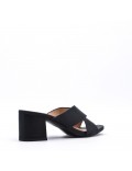 Sandale talon moyen en simili cuir