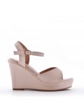 Mixed material wedge sandal