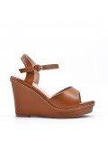 Mixed material wedge sandal