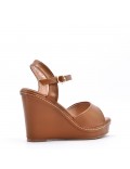 Mixed material wedge sandal