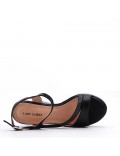 Mixed material wedge sandal