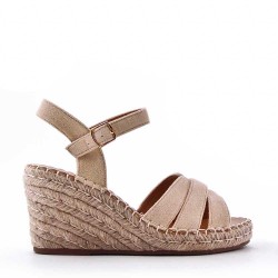 Mixed-material espadrilles for women