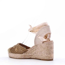 Mixed-material espadrilles for women
