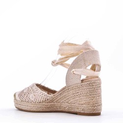 Mixed-material espadrilles for women