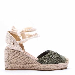 Mixed-material espadrilles for women