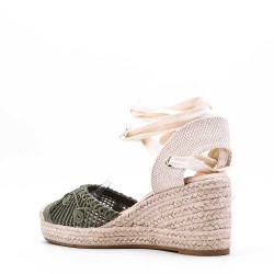 Mixed-material espadrilles for women