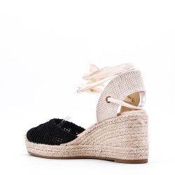 Mixed-material espadrilles for women