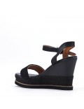 Mixed material wedge sandal