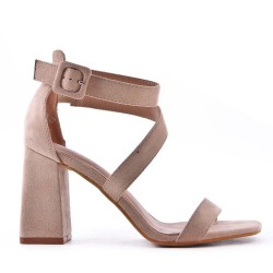 Faux suede heeled sandal