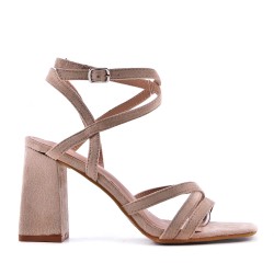 Faux suede heeled sandal