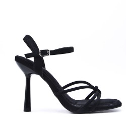 Mix-materials heeled sandal 