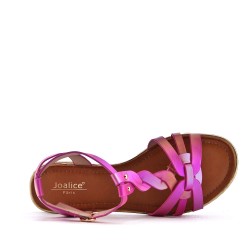 Flat sandals in faux leather for women