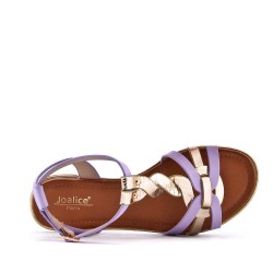 Flat sandals in faux leather for women