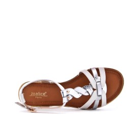 Flat sandals in faux leather for women