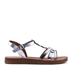 Flat sandals in faux leather for women