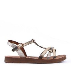 Flat sandals in faux leather for women