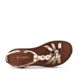 Flat sandals in faux leather for women