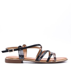 Flat sandals in faux leather for women